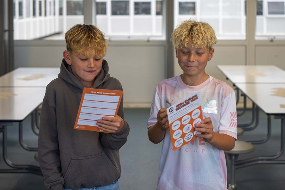 Bodmin Open Evening 2026 A photo of two visiting prospective students completing the sticker trail
