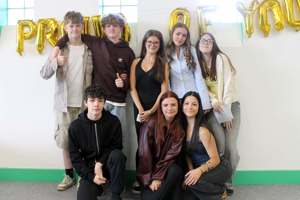 A group of happy students at Bodmin College on GCSE Results Day